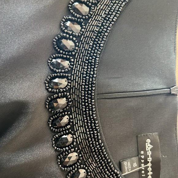 Connected Apparel - black satin like sleeveless dress, size 16. - Picture 9 of 9